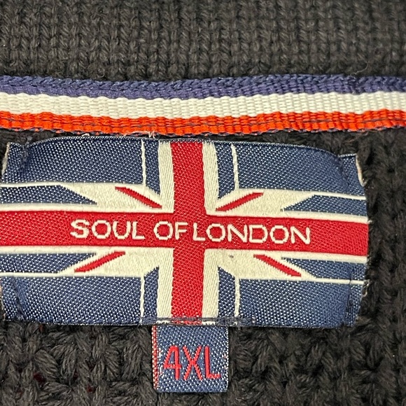 Soul of London - Men's Winter Long Sleeve Shawl Neck Jumper Sweater size 4 XL - Picture 3 of 5